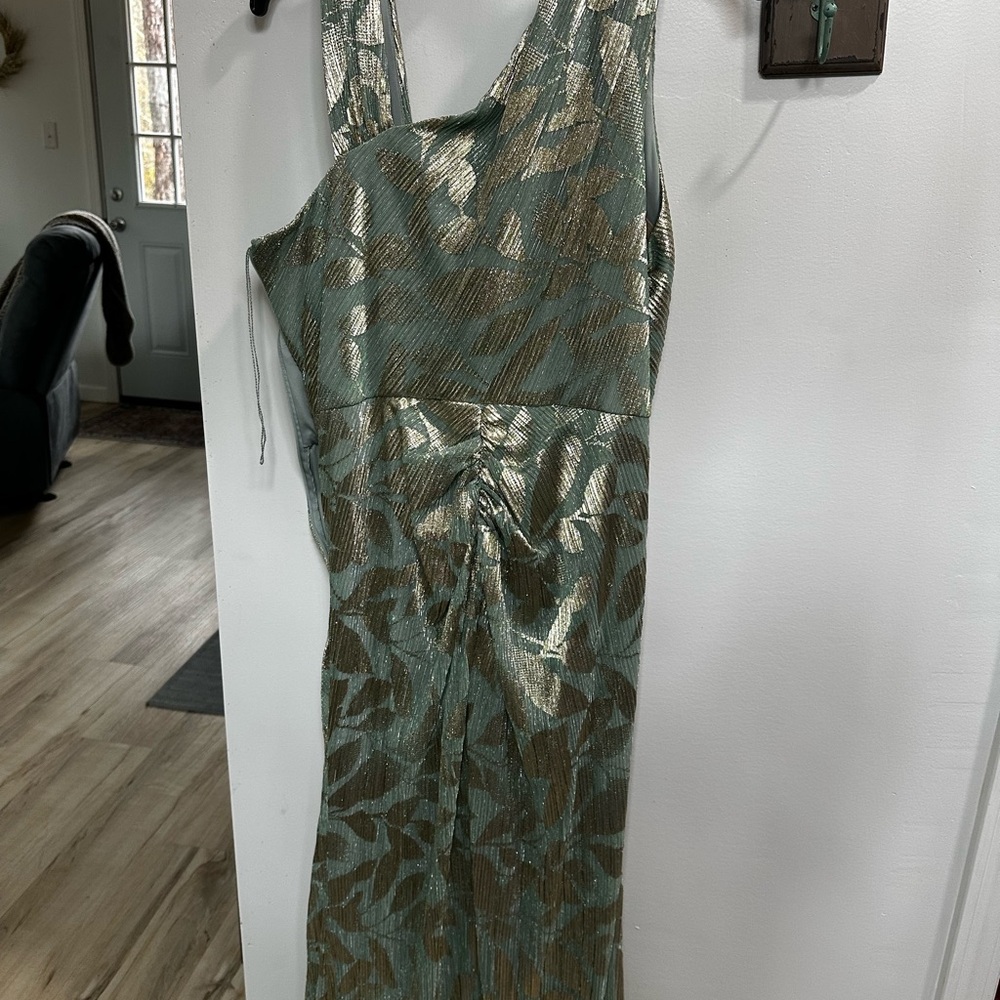 Sage Green and Gold Maxi Dress